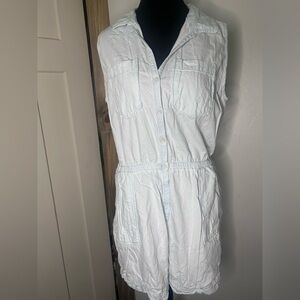 Pact Light Blue Organic Cotton Romper Summer Coastal Cowgirl Clean Girl